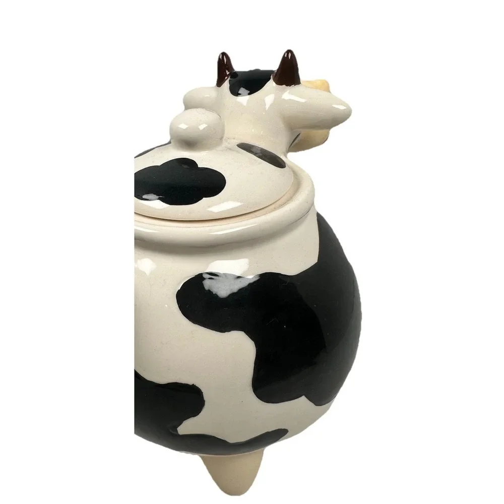 Cute Cow Teapot Ceramic Farm Animal Tea Pot Black White Kitchen Decor New